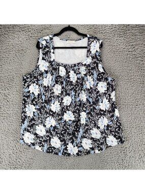 Fantaslook Top Womens XXXL Black Floral Print Sleeveless Tank
